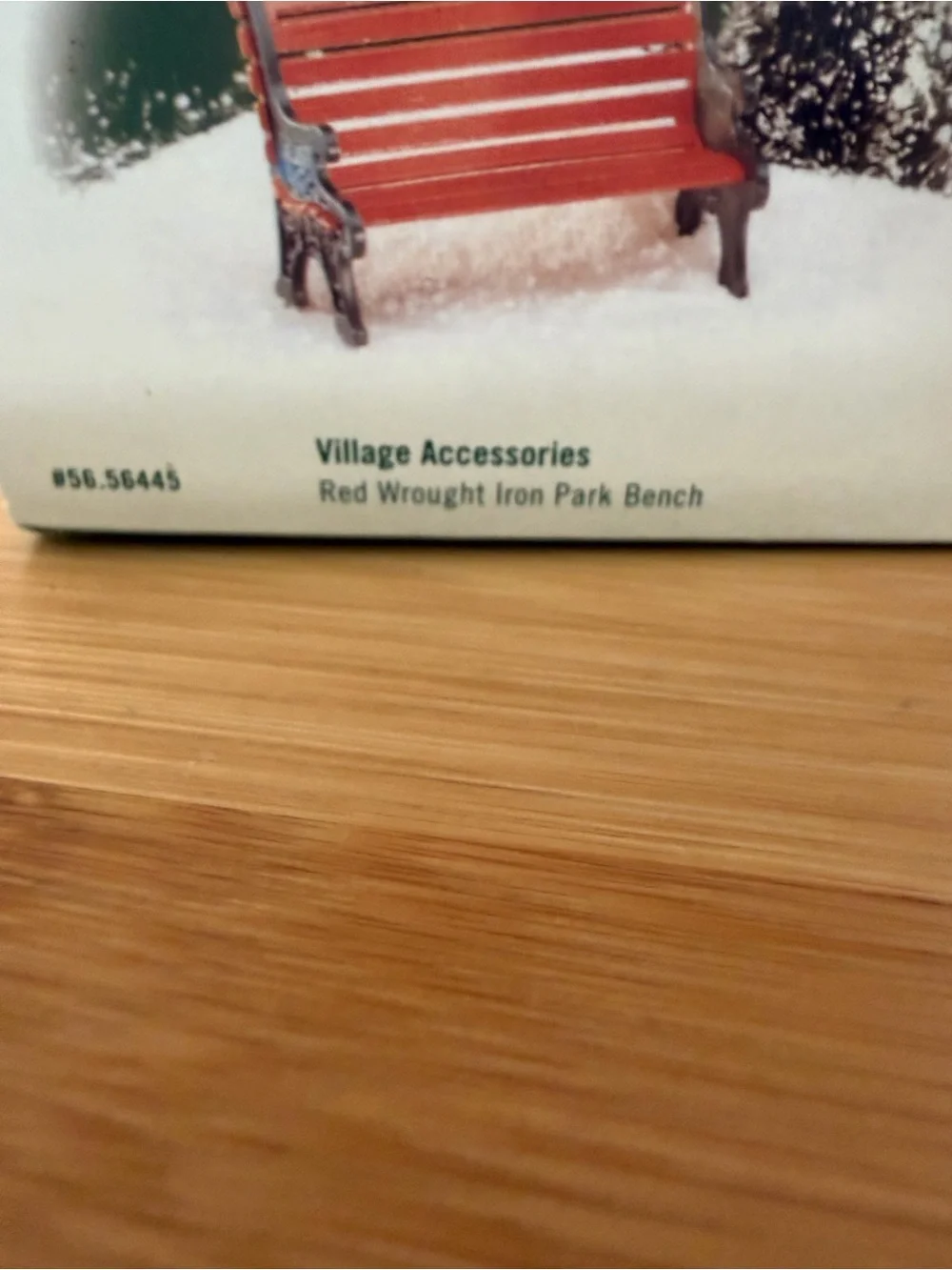 Vintage Department 56 Miniature Red Wrought Iron Park Bench Green Sides. 1999